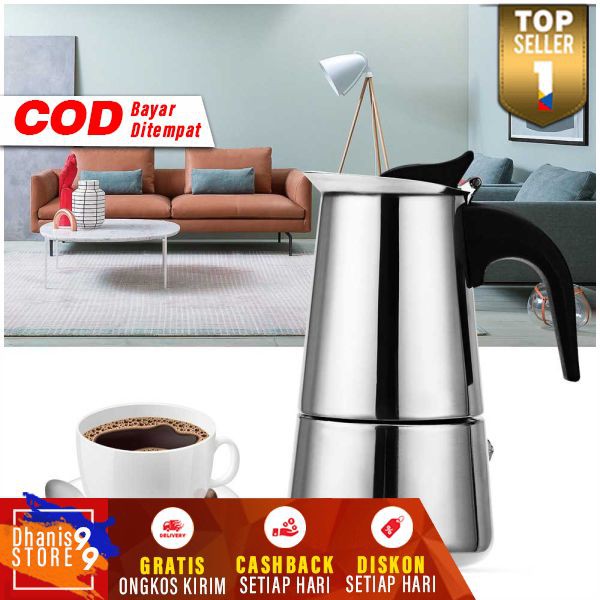 Espresso Coffee Maker Moka Pot Teko for 100ml 2 Cup Murah Kopi Maker Alat Pembuat Kopi Terlaris