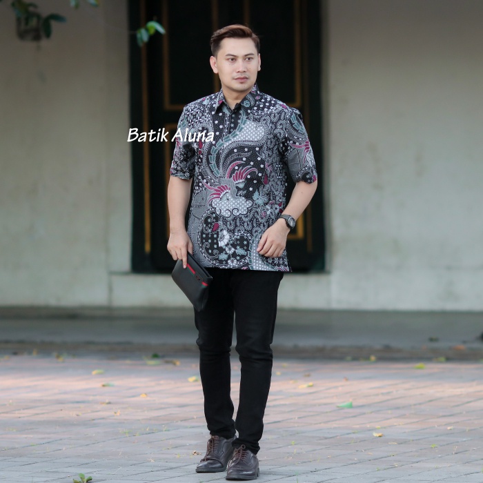 Seragam Batik Lengan Pendek Pria Baju Kantoran Premium Batik Aluna Solo PD 021