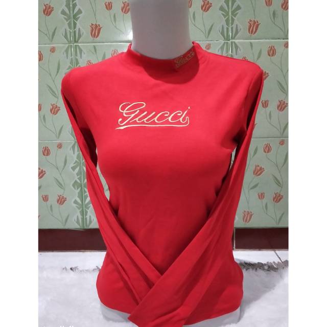 Blouse Gucci Import lengan panjang/ T-shirt import/ kaos wanita import Gucci / kaos lengan panjang