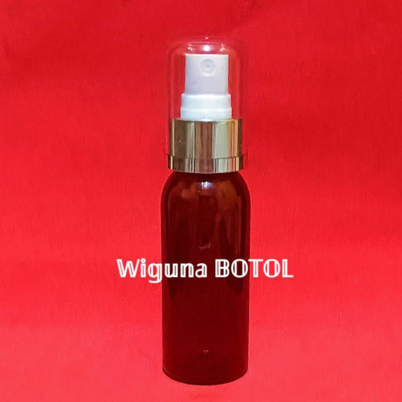 Botol Spray 60ml Coklat  / Botol Amber 60ml Tutup Spray Silver