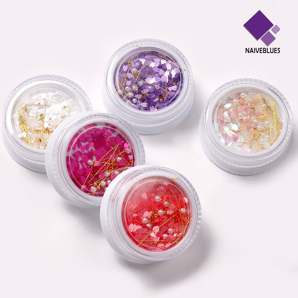 Naiveblue 1 Kotak Sequin Bentuk Bunga Ultra Tipis Efek Visual Berkilau Untuk Nail Art