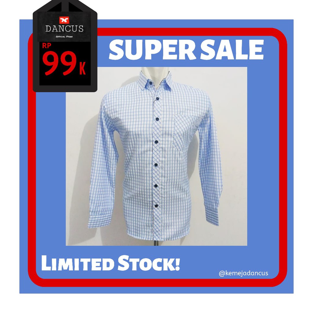 

Dancus - Promo 99rb Kemeja Tangan Panjang Pria Motif Kotak Kotak Light Blue [Stok Terbatas]
