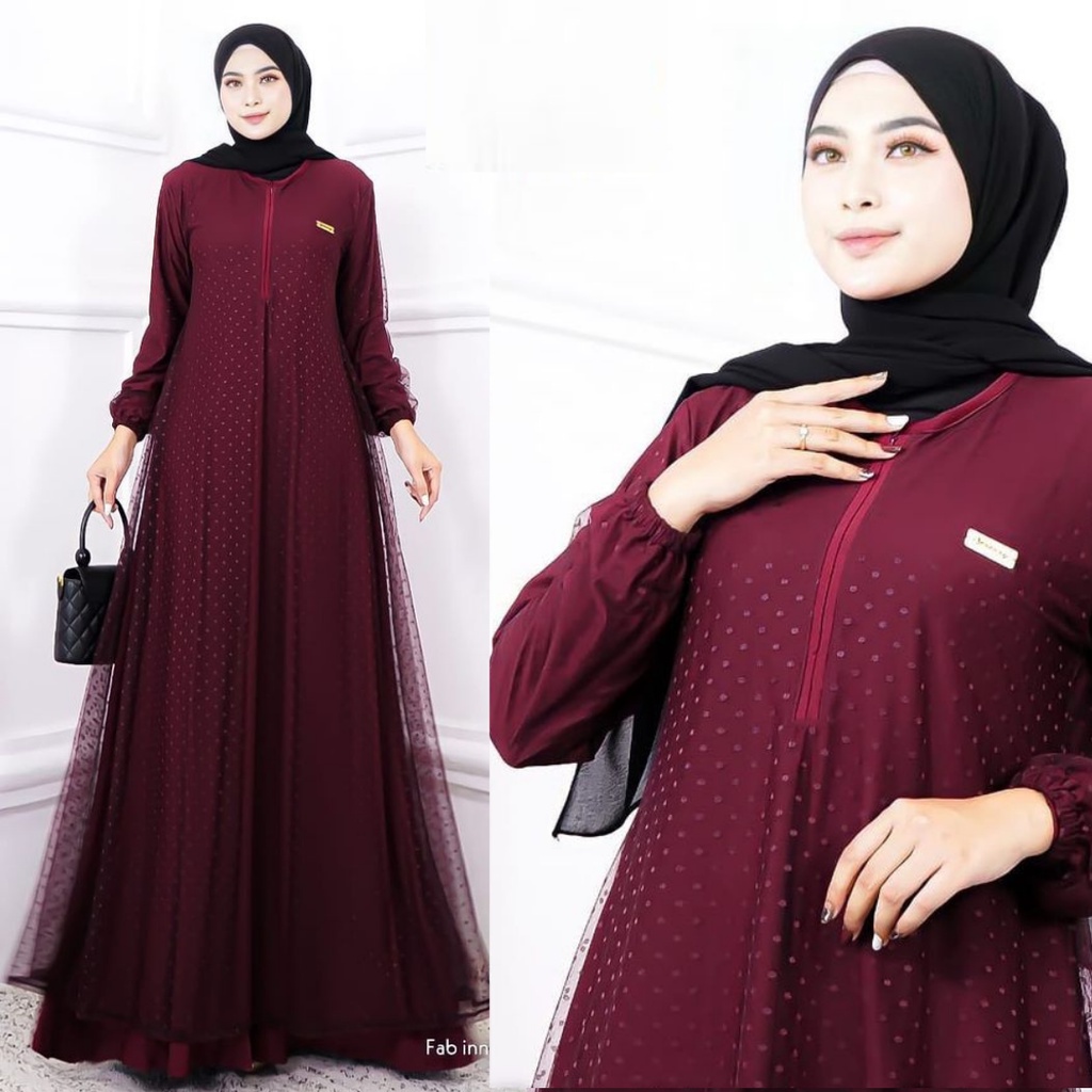 BELLA MAXI BO BAHAN SHAKILA MIX TILE POLKA DAPAT GAMIS BUSUI FRIENDLY Gamis Wanita Terbaru 2022 Dress Muslim Remaja Gamis Kondangan Polos BEST SELLER Gamis Set Outher Terbaru