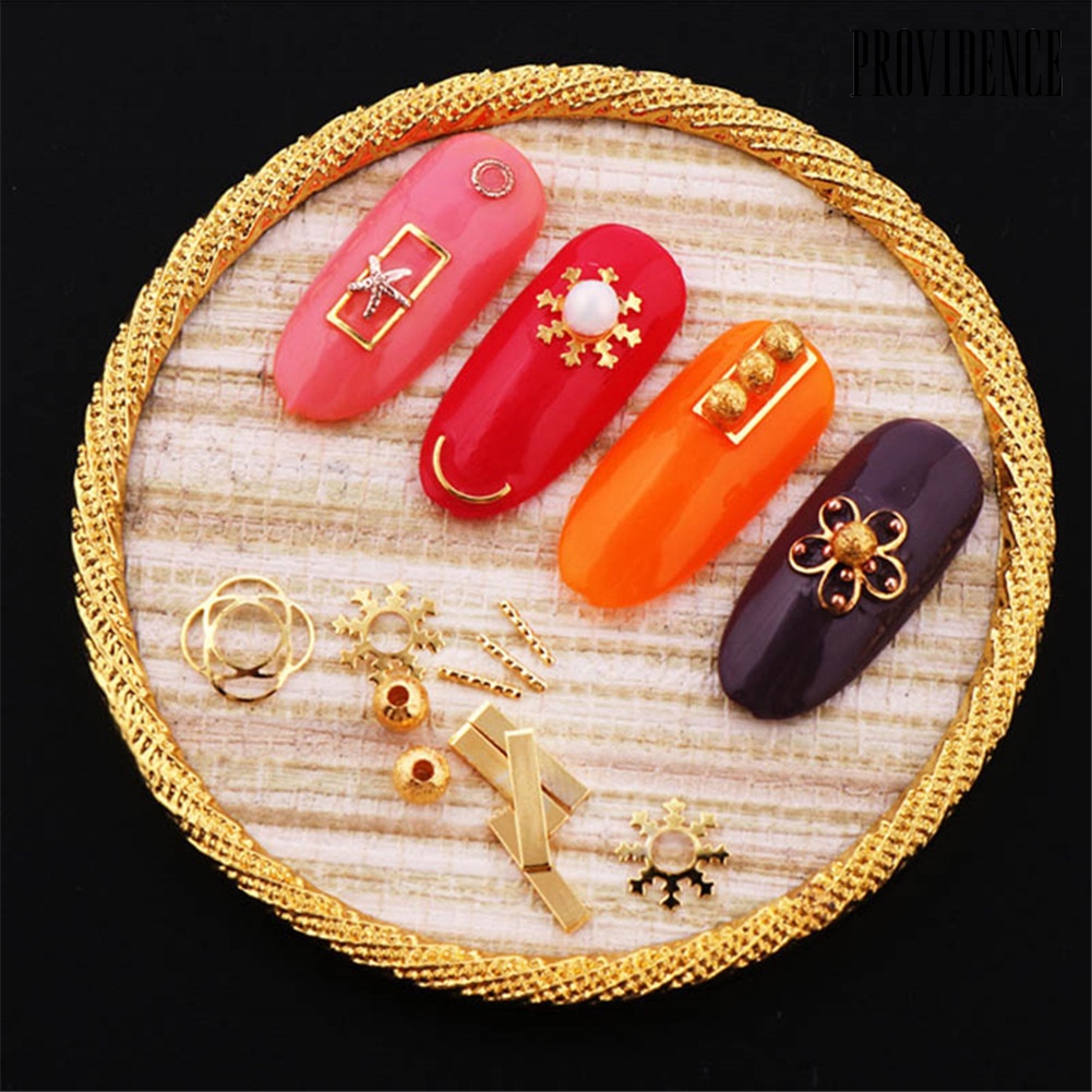 Providence Hiasan Kuku 12 Sekat Bentuk Geometri Lapis Emas Untuk Nail Artmanicure Diy