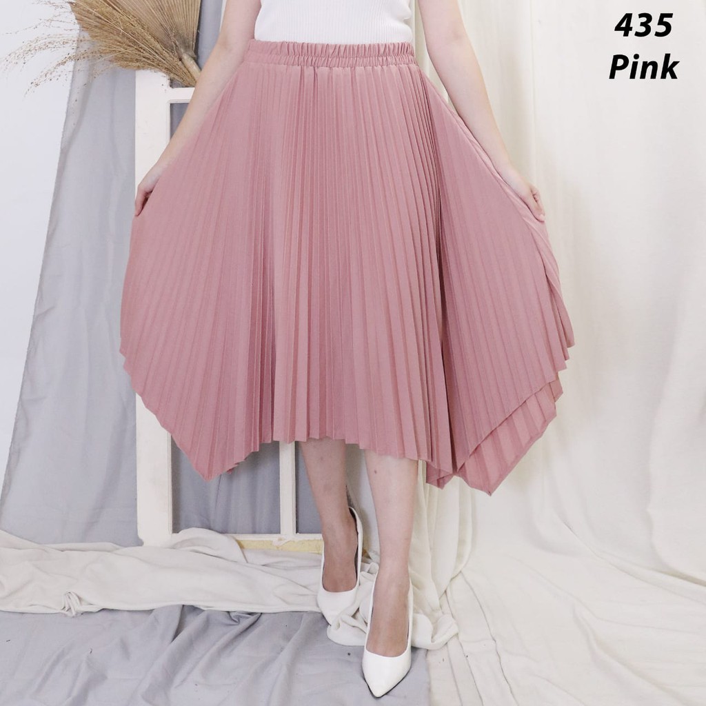 ROK PLISKET MURAH 435 LUVALINE PRISKET PANJANG PLEATED SKIRT FLARE SKIRT MAYUNG FLOWY REMPEL