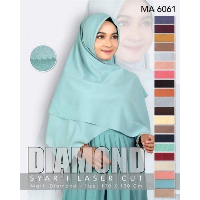 Hijab Segi Empat Diamond Lasercut Jumbo Syar'i 130×130Cm. segi.empat.jilbab.hijab.kerudung.