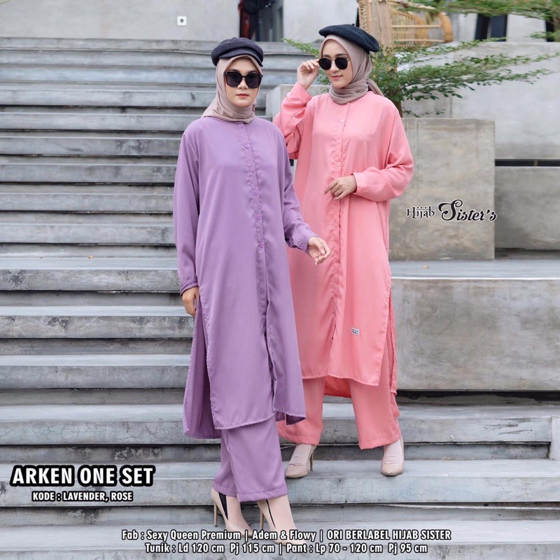 Arken One Set Setelan Long Tunik & Celana Rayon Queen