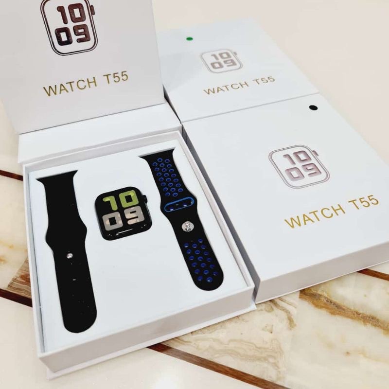 ✅GARANSI UANG KEMBALI✅Jam tangan SMARTWATCH T55 double strap bisa telfon dan ganti walpaper-T55 HITAM BIRU