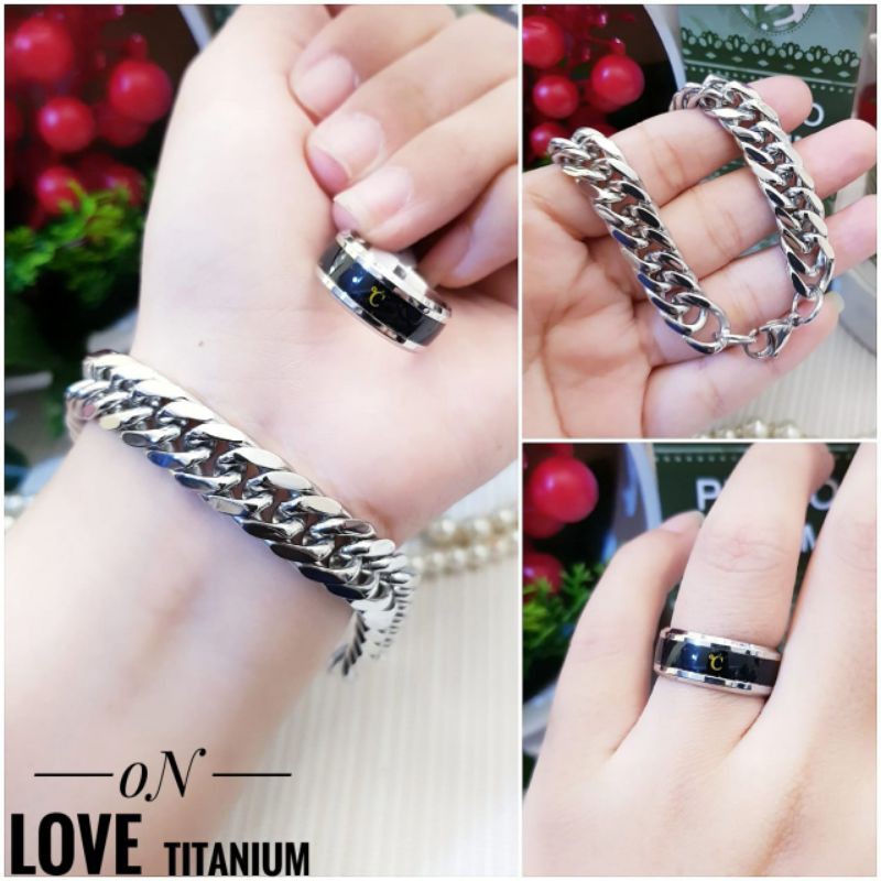 Titanium gelang dan cincin wanita cxv32