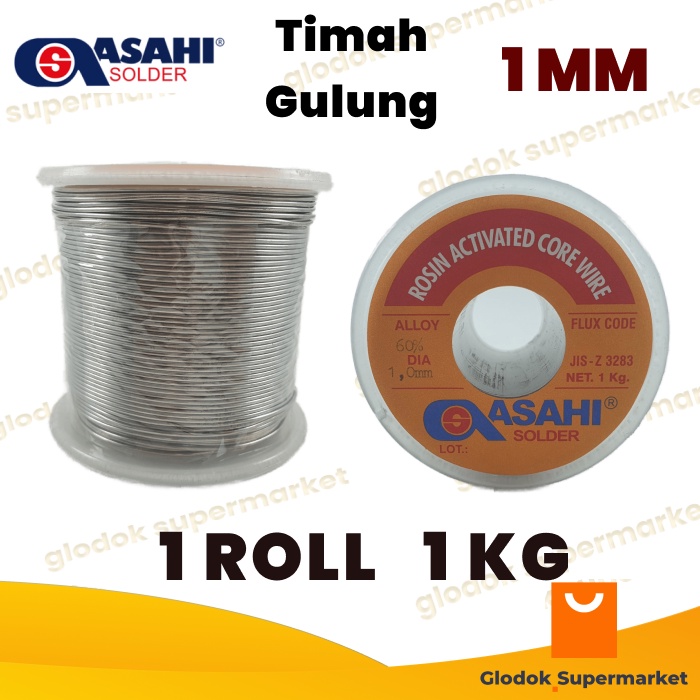 Timah Solder Asahi 1mm 1kg Timah Roll Gulung 1.0 mm 1 kg Grade 60/40% Alloy