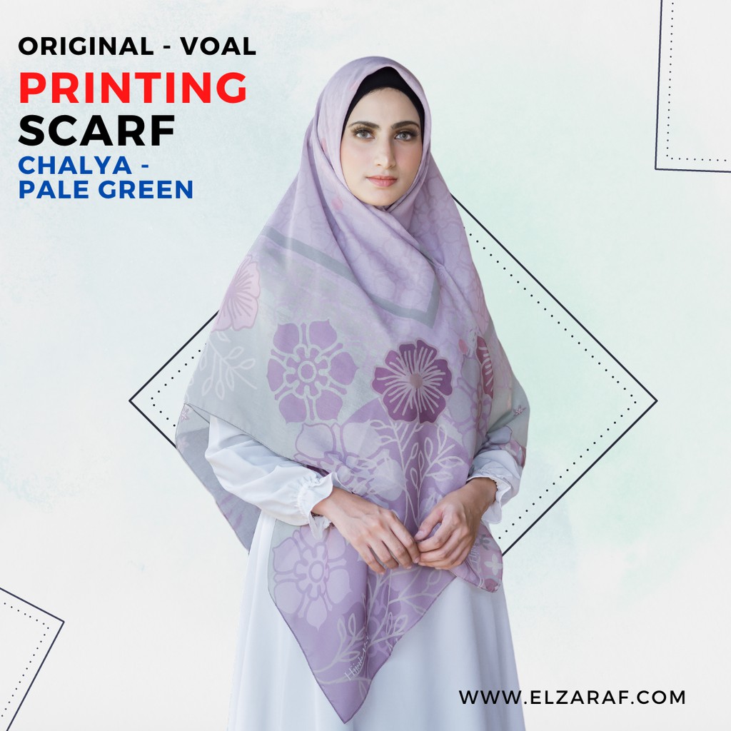 Voal Printing Motif Premium Scraft Printed Jilbab Segi Empat Syari Hijab Alsa