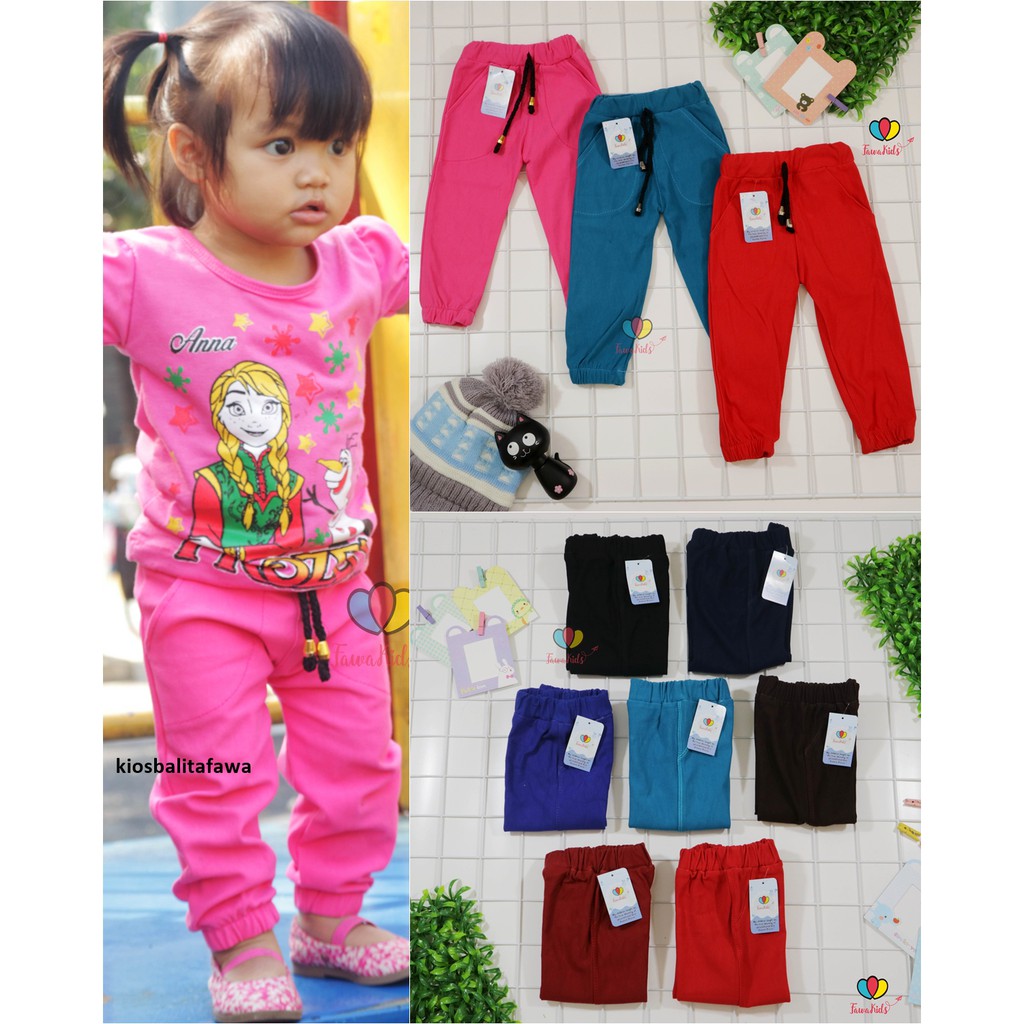 JOGGER Semi Denim Pants Uk. 1-2 tahun / Joger Pants Polos Celana Panjang Jeans Anak Laki Perempuan