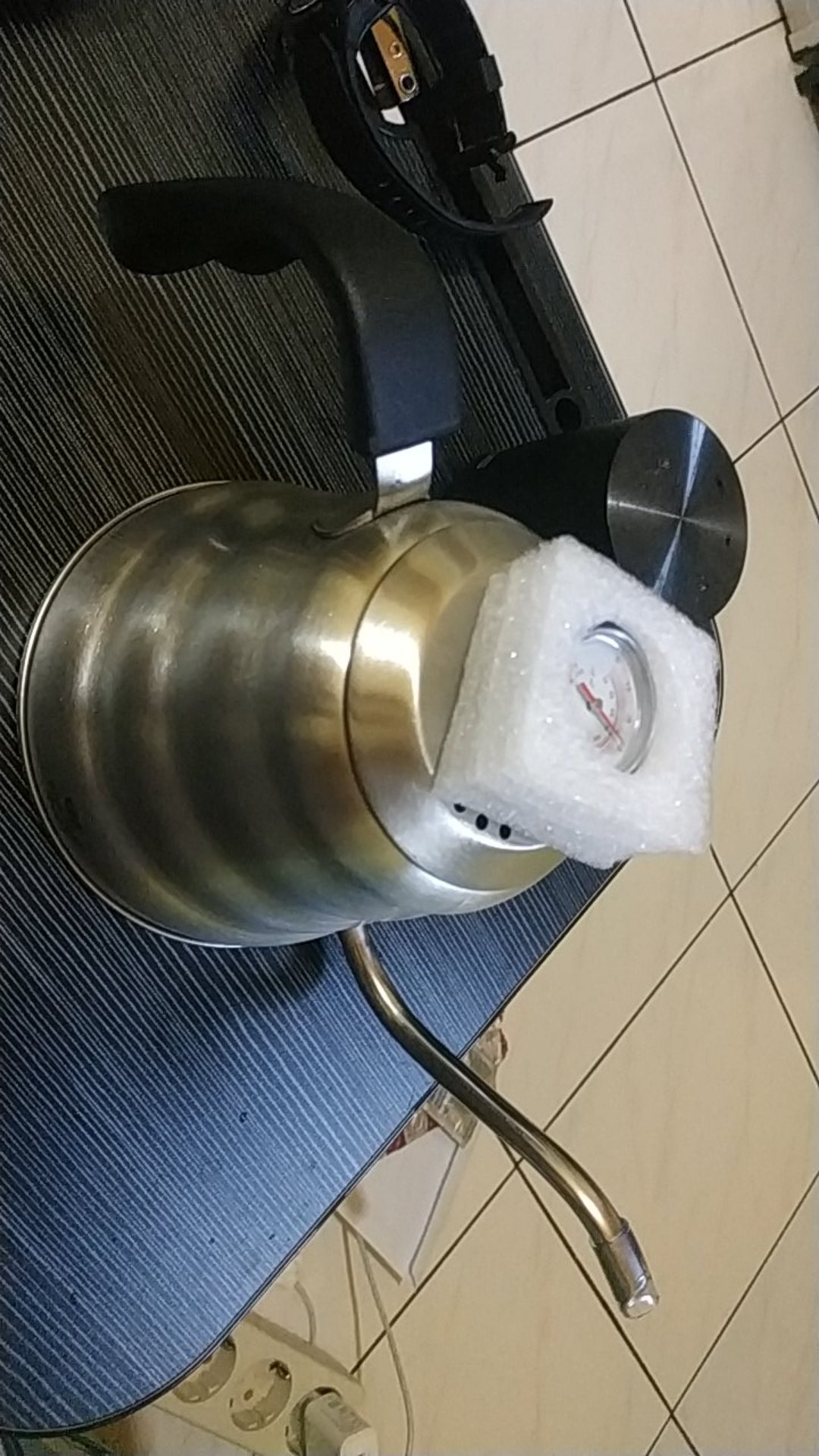 Teko Leher Angsa Kopi Coffee Maker Pot V60 Drip Kettle Teko Barista 1200ml Thermometer