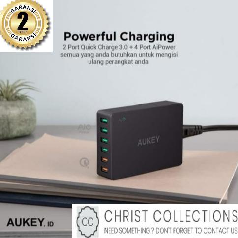 Diskon Aukey Kepala Charger 6 Port Usb 60W Qc3.0 Adaptor Fast Charging Sale
