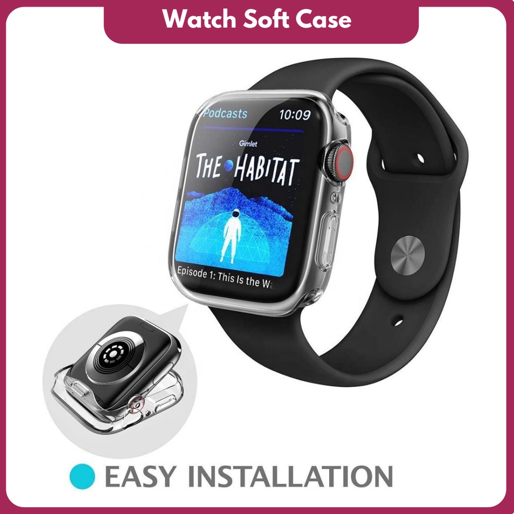 Soft Case untuk watch Series 7 6 SE 5 4 3 2 1 42mm 44mm 45mm Clear Protector Watch Cover  Bumper iWatch 38mm 40mm 41mm Softcase Jam Full Screen