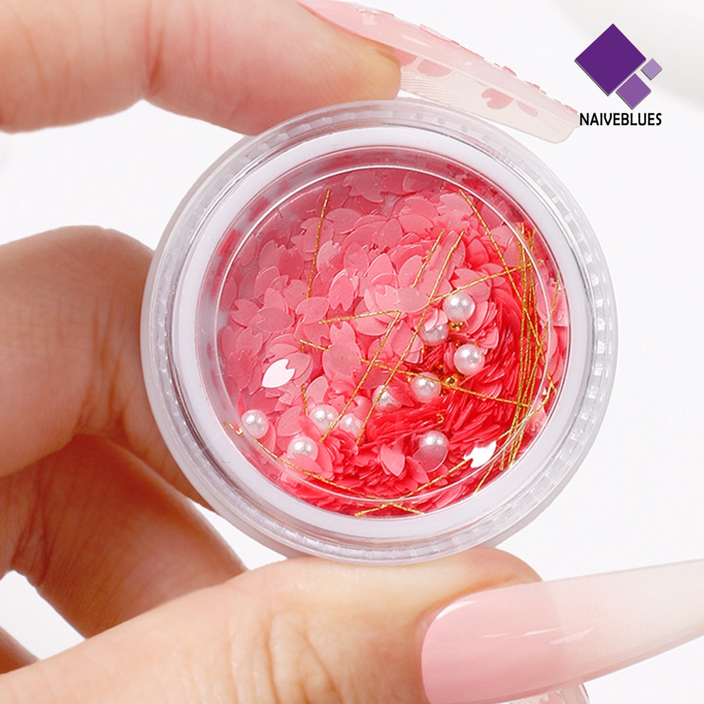 Naiveblue 1 Kotak Sequin Bentuk Bunga Ultra Tipis Efek Visual Berkilau Untuk Nail Art