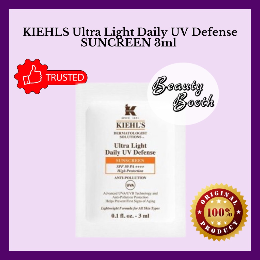 KIEHLS Ultra Light Daily UV Defense SUNCREEN 3ml / SACHET / KIEHL'S UV Sunscreen 3ml - Beauty Booth 