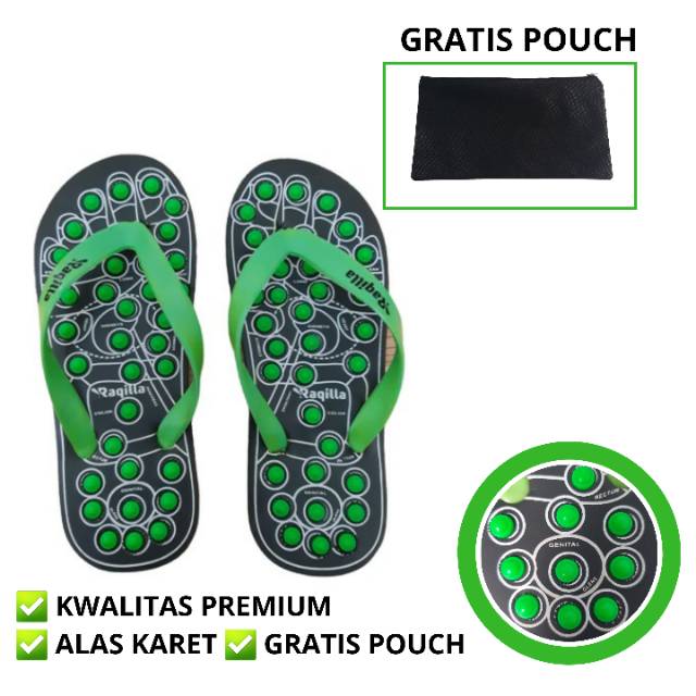 Sandal Refleksi Sendal kesehatan Rematik selipar akupuntur  + Kemasan Pouch Cantik