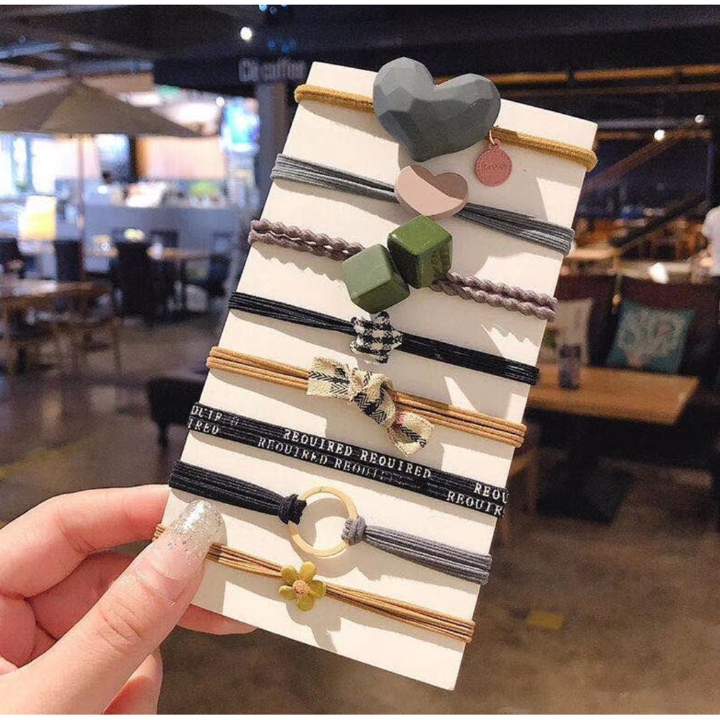 Civeto IK28 Ikat Rambut Mix Pattern Set 8 Pcs-mix brown