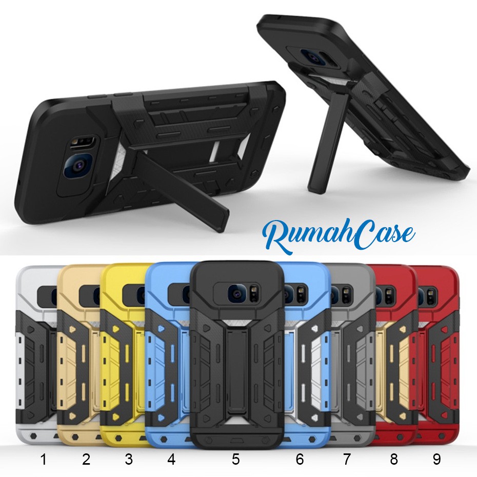 PROMO SAMSUNG S7 EDGE - NEW ARMOR IRON MAN W/ CARD HOLDER HARD CASING CASE