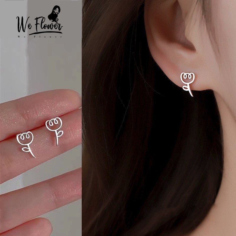We Flower Anting Stud Desain Bunga Tulip Bahan s925 Silver Gaya Korea Untuk Wanita