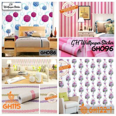 Wallpaper Dinding Sticker Walpaper Stiker Wallstiker Motif Batik Bunga Garis Karakter GH080 - WORLDHOME