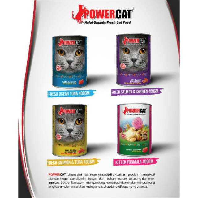 POWER CAT KITTEN ADULT kaleng makanan kucing basah  400 GRAM