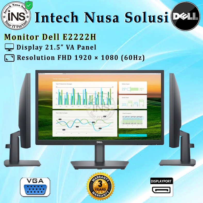 Monitor DELL E2222H 21.5" FHD 60Hz VGA DP 3YR