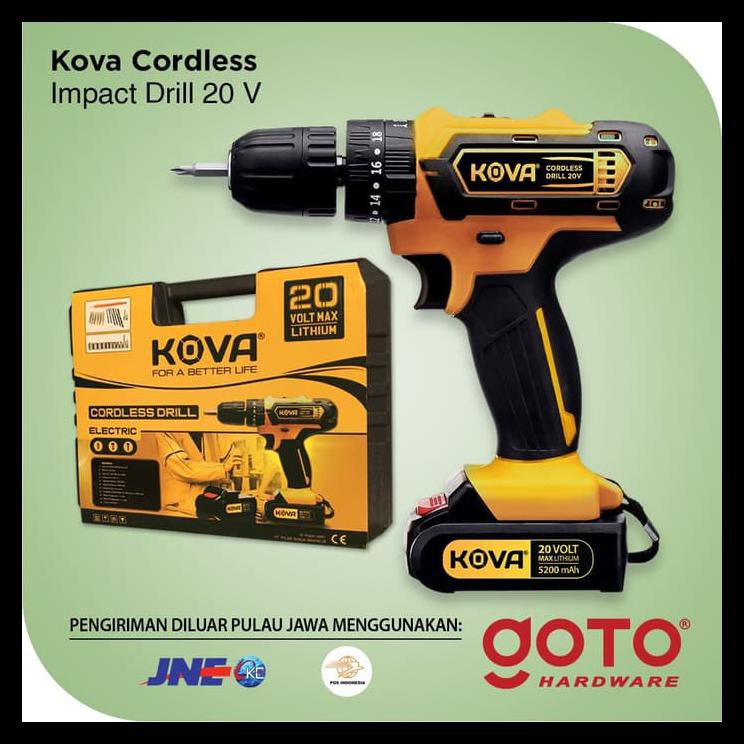 Kova Cordless Impact Drill 20 V Bor Baterai Tembok