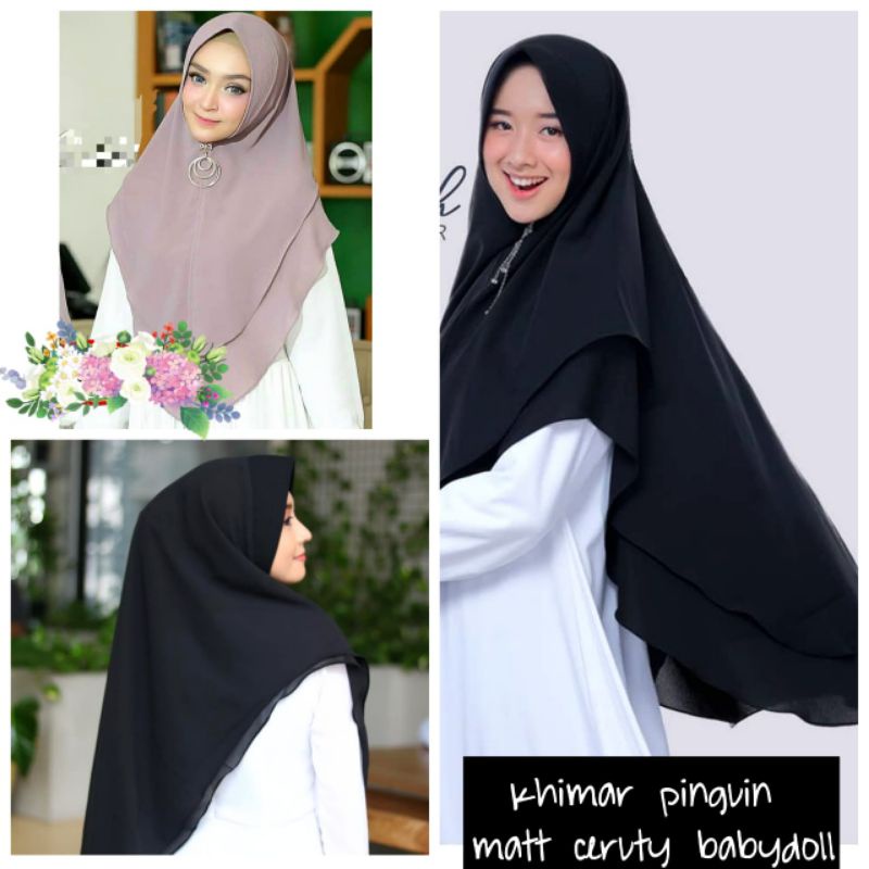 ZAZIZESTORE - KHIMAR SYAR'I PINGUIN / HIJAB SYARI /KHIMAR CERUTY BABYDOLL 2LEYER