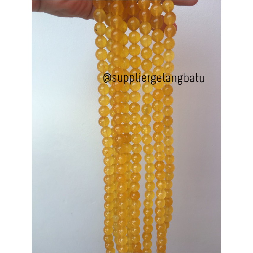 batu yellow agate 10mm fashion cewek cowok unisex kuning natural giok craft fashion aksesoris beads