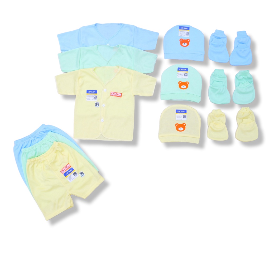 ASR BABY - Set Setelan Baju Bayi Topi Kupluk Sarung Tangan Kaki SNI