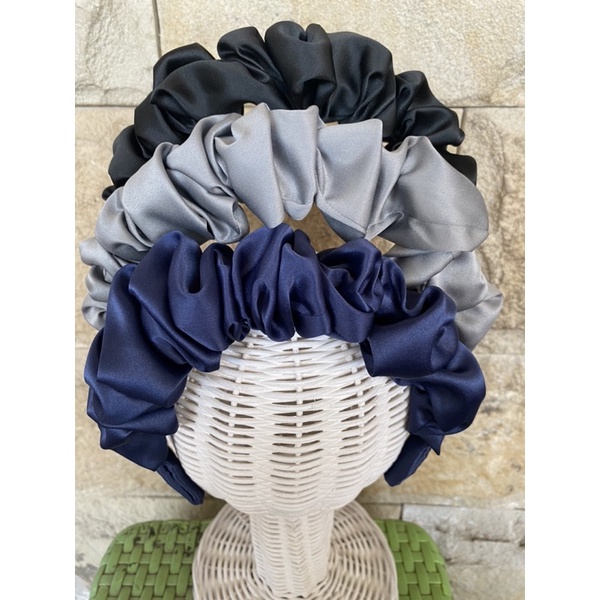 Bando Scrunchie Headband Satin Big Ruffle Premium | Bando Korea Big Ruffle [PILIH WARNA] TERMURAH