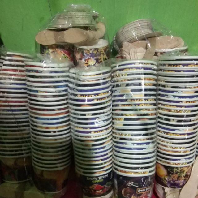 Paket Cup Es Krim Lengkap / Cup Paper Lengkap Tutup & Sendok