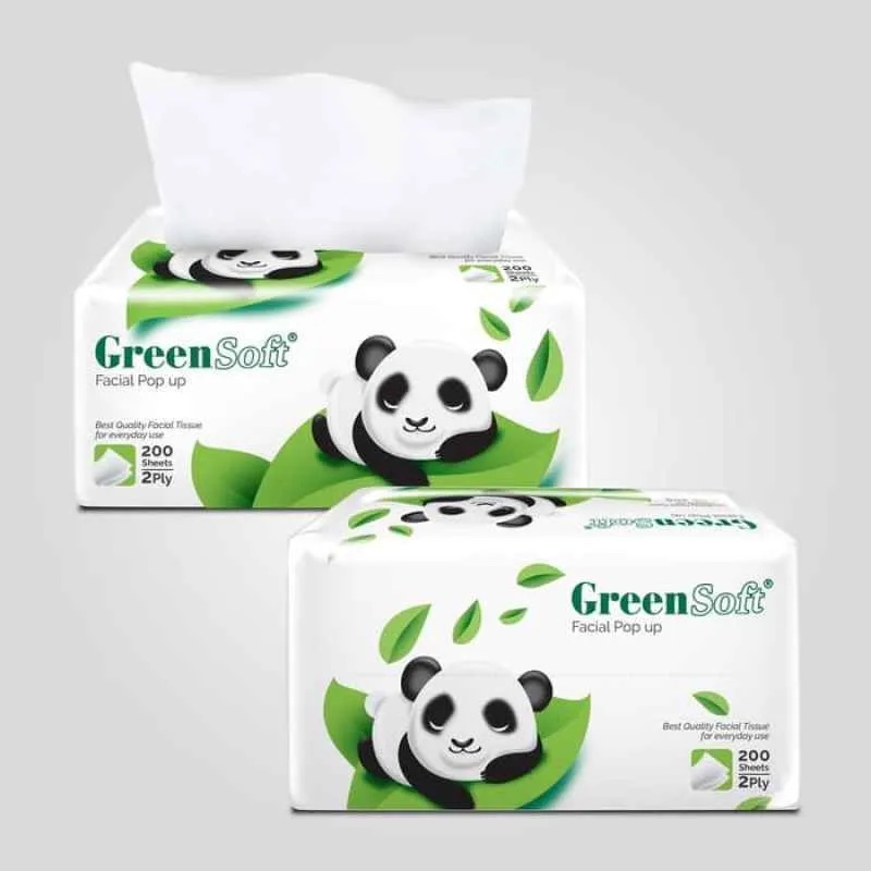 Green Soft Facial Tissue Softpack 200s