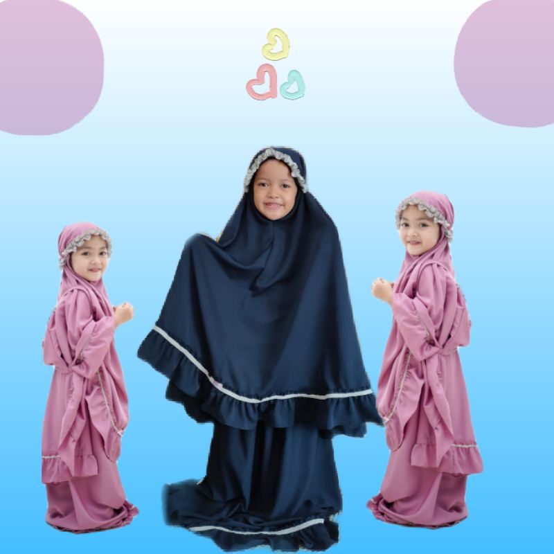 mukena couple anak & dewasa/mukenah rukuh anak balita cantik rempel