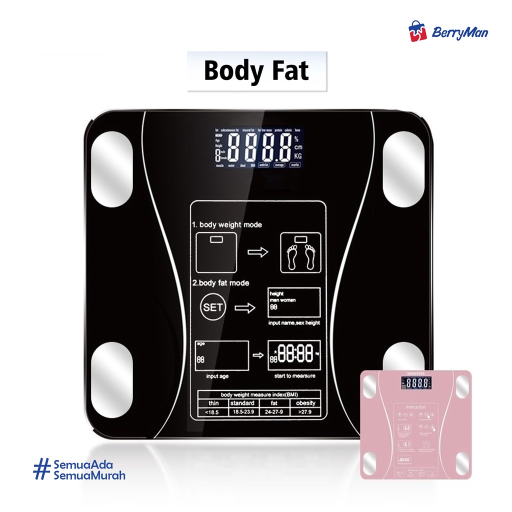 timbangan badan digital body fat monitor with app smart weight scale