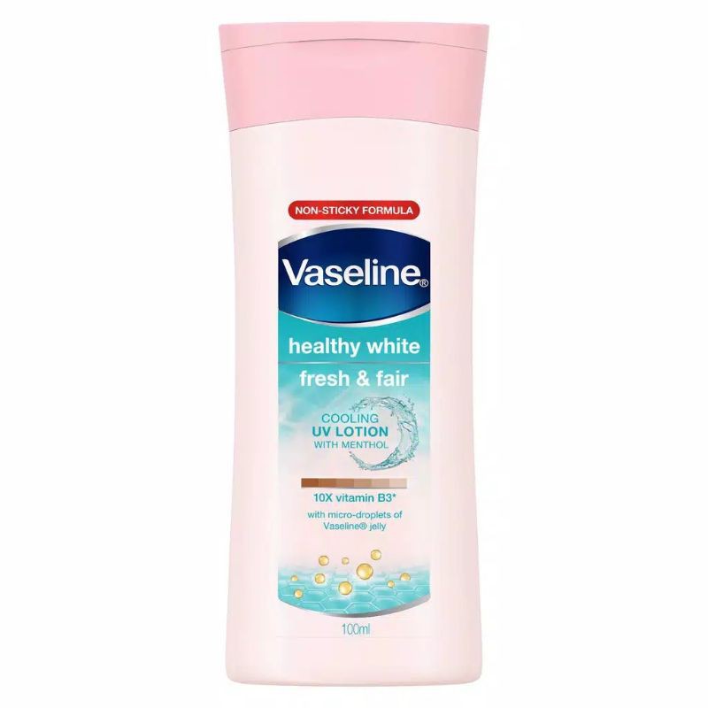 Vaseline Body Lotion 100 ml Healthy White Fresh &amp; Fair Cooling Uv Gel Lotion 100ml