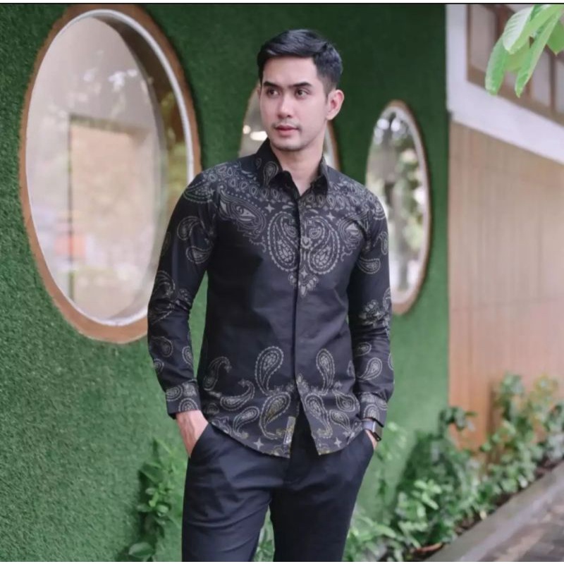 Kemeja Batik Pria GARAGA Lengan Panjang Slimfit Bahan Katun Premium Full Furing Halus