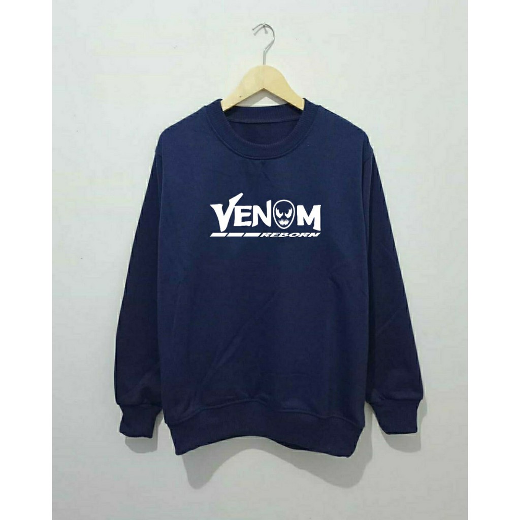 Sweater Crewneck Pria Distro Putih Switer Oblong Pria Hoodie Cowok Terlaris Sweter Oversize Venom