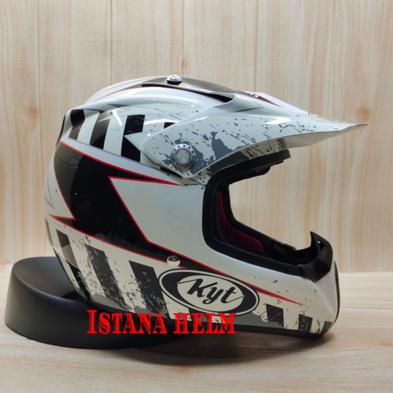 HELM KYT CROSS MOTO R STRIPE|WHITE RED|ORIGINAL HELMET