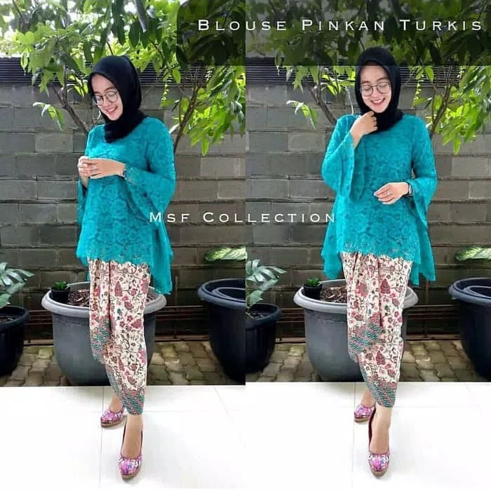 SB Collection Stelan Kebaya Rika Blouse Brukat Dan Rok Lilit Maxi Super Jumbo Batik Wanita