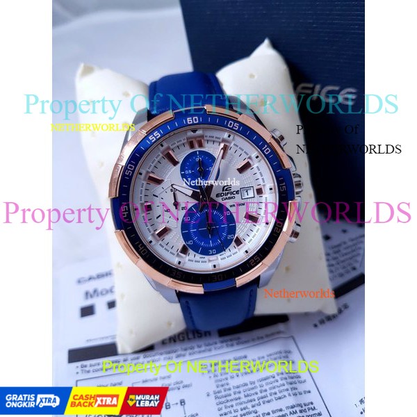 Casio Edifice Original Japan EFR 539L - 1Av Leather Blue Dial White