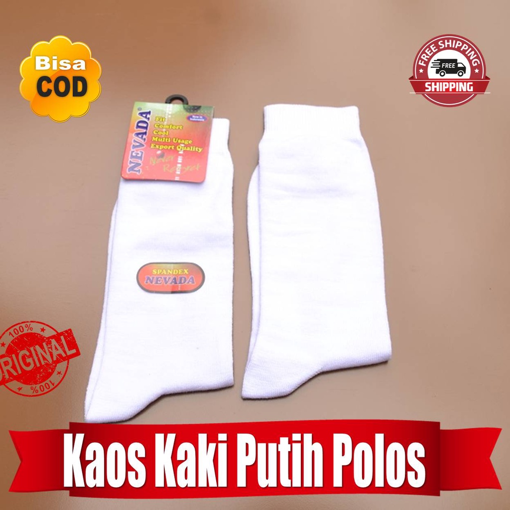 Kaos Kaki Putih Panjang / Kaos kaki Putih Polos Nevada