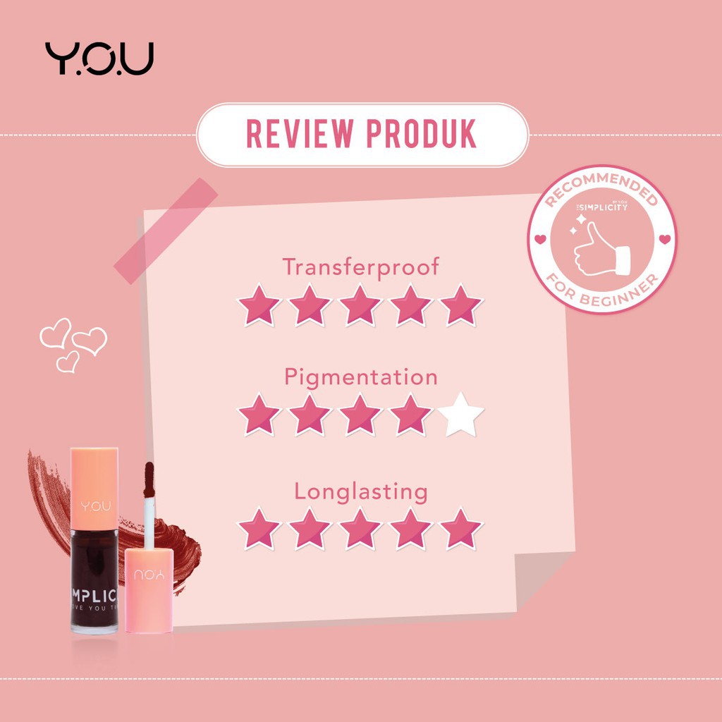 YOU Love You Tint | The Simplicity Y.O.U Makeups Make up Cosmetics Lip Tint Liptint BPOM (VH)