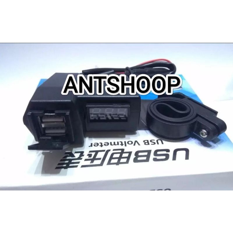 Motorcycle Digital Voltmeter Charger Motor Cas HP Motor 2 USB 3.1A Casan HP Voltmeter Aki plus USB ANTSHOOP