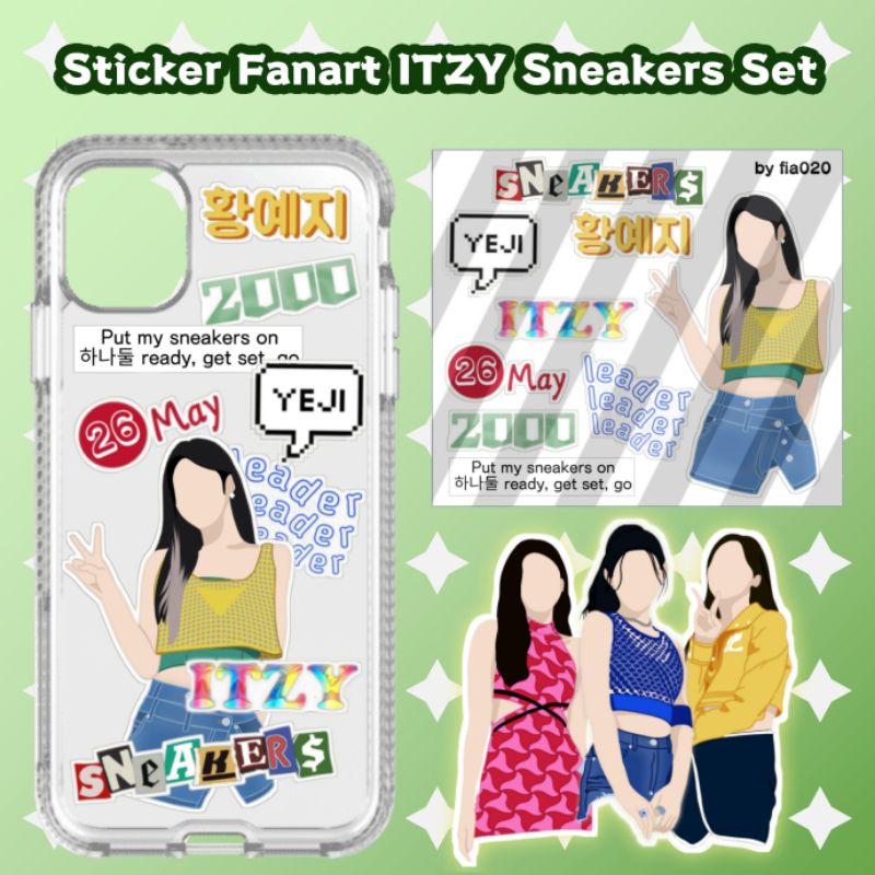 Sticker Kpop Fanart ITZY Sneakers vector jyp lee chaeryeong hwang yeji shin yuna shin ryujin julia l