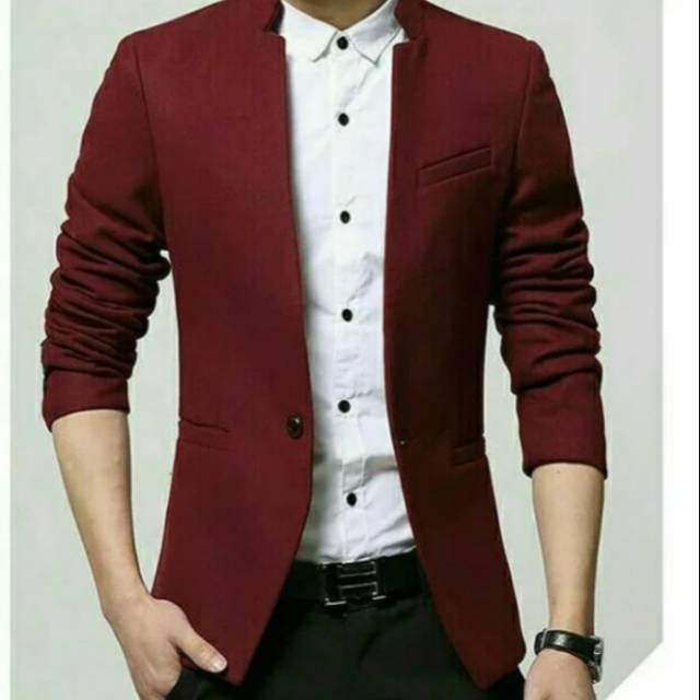 Blezer merah  marun  jas merah  marun  Shopee Indonesia