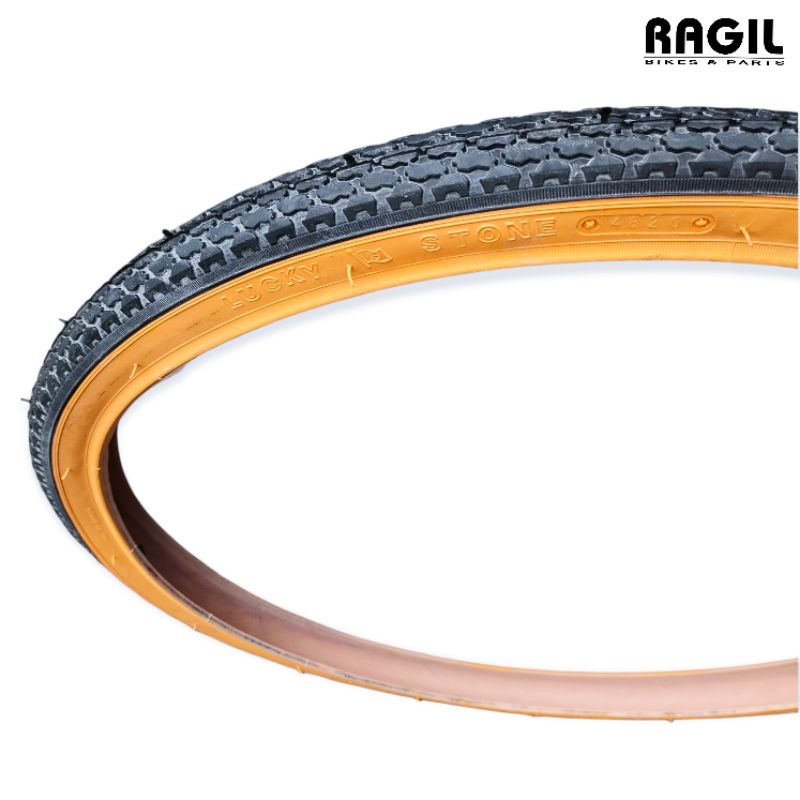 BAN LUAR SEPEDA 24 x 1 3/8 LUCKY STONE 24x1 3/8 HITAM KUNING BALAP 24 PLUS 24+ KURSI RODA BUKAN SWAL