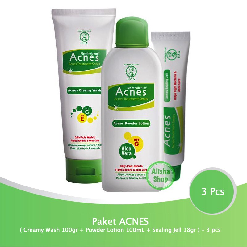 Paket Acnes ( Creamy Wash 100gr + Powder Lotion 100mL